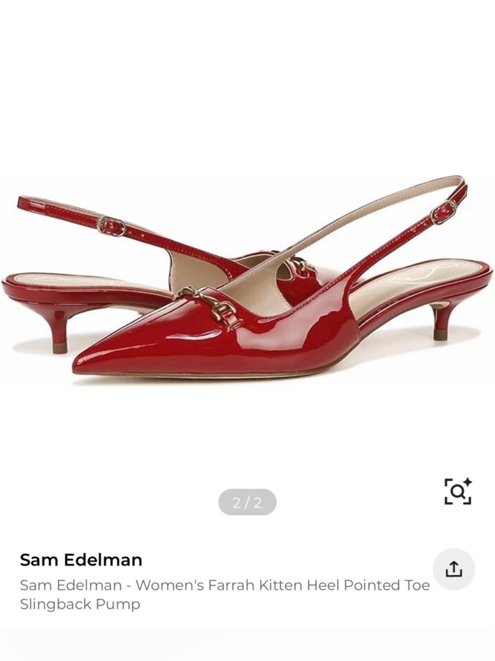 Sam Edelman Farrah Kitten Heel Pointed Toe Slingback Pump - Red